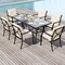 Black Patio Bistro Armchairs Set of 2 Stackable with Cushions Beige